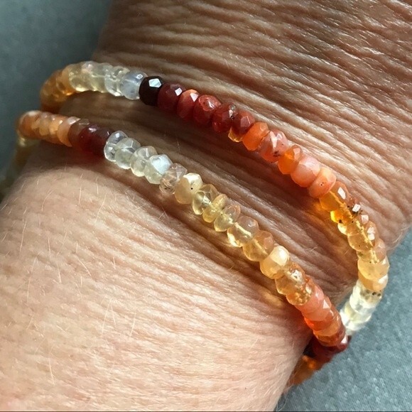 Vintage Handmade Genuine Faceted Fire Opal Gemstone Sterling Silver Clasp 17 in - Picture 8 of 8